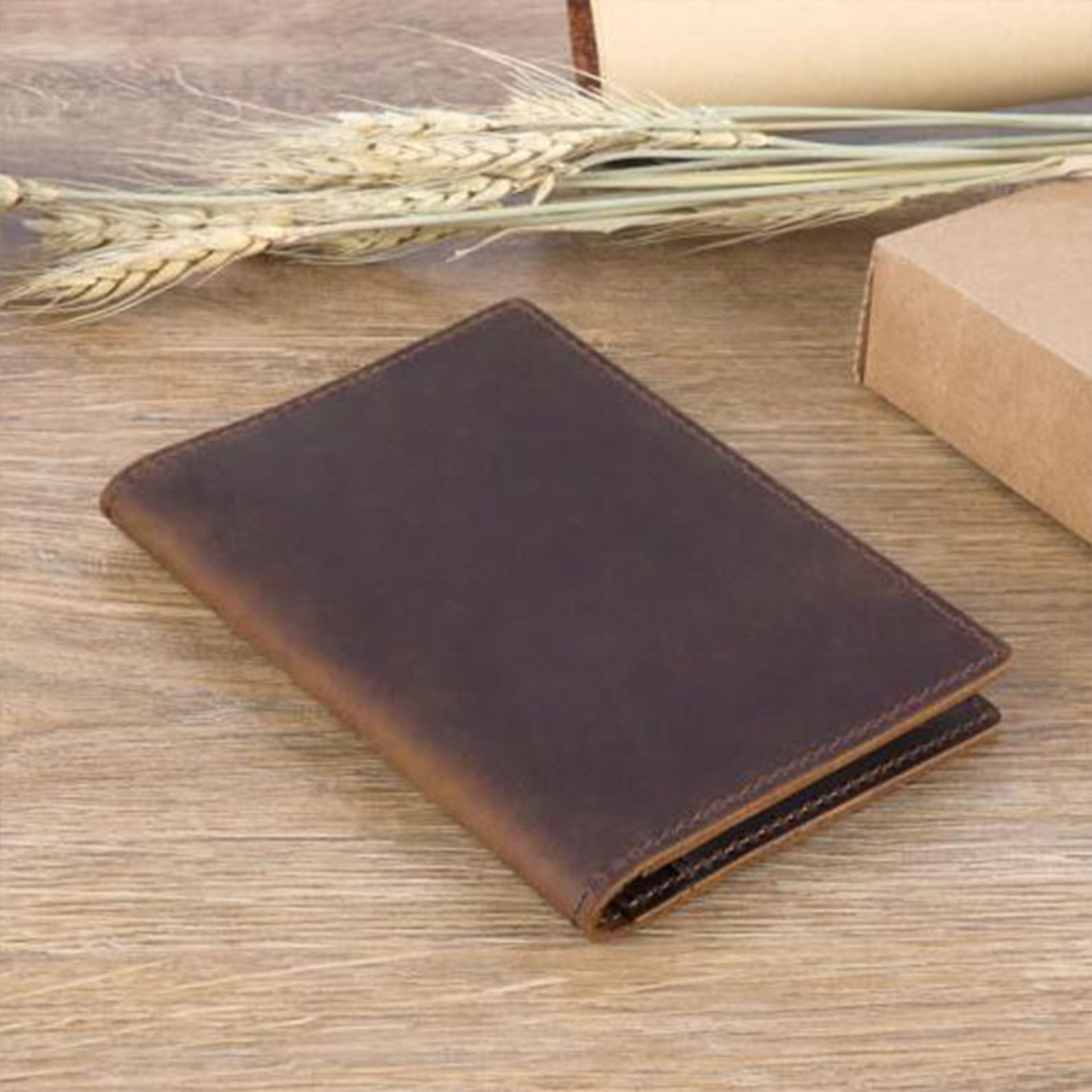 Travel Accessories Wallet - Çılgın at deri pasaport kılıfı Retro