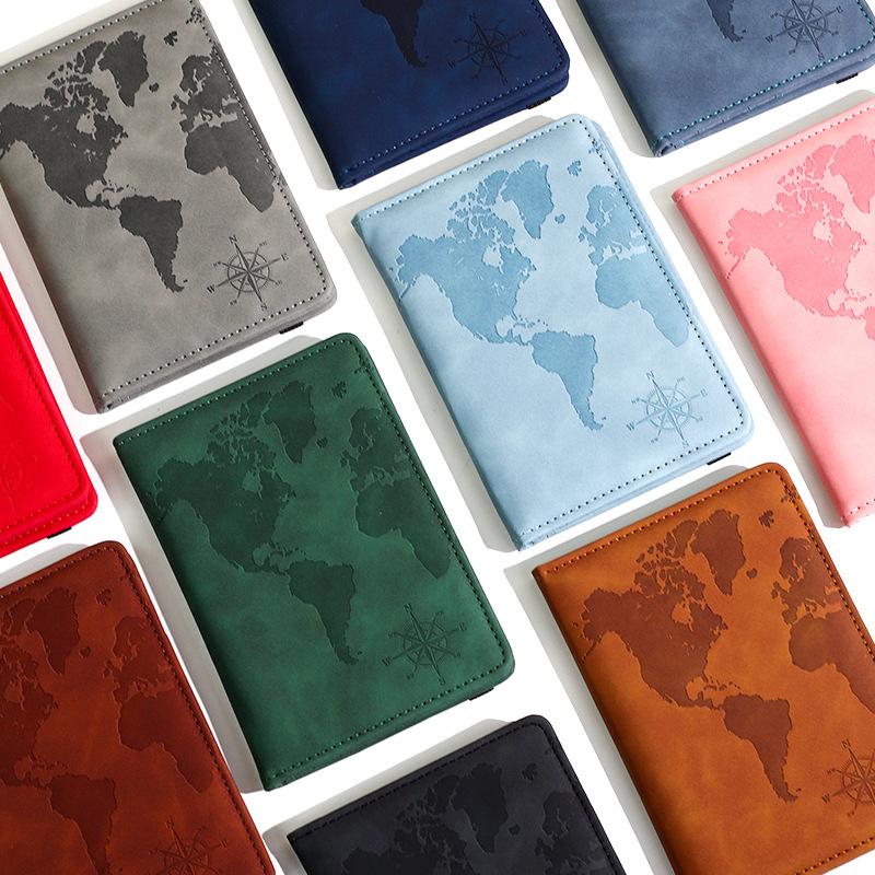 Travel Accessories India - Yeni Harita Baskılı Pasaport Tutucu Deri