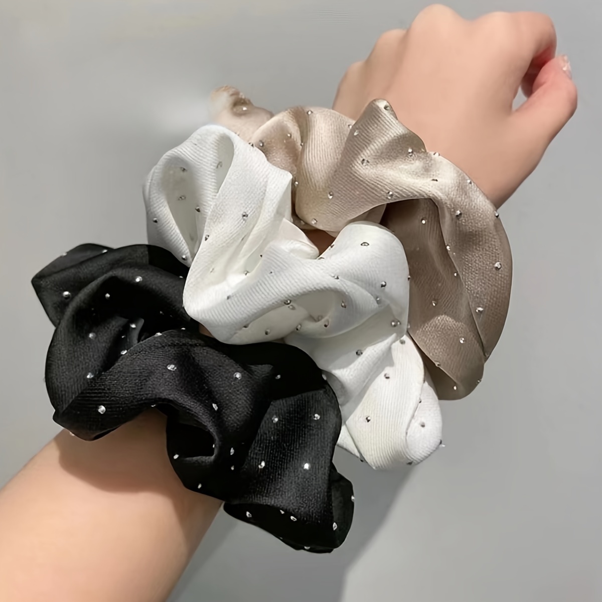 Travel Accessories Aesthetic - 1/3PCS Rhinestones Dekorlu Saten Scrunchies -